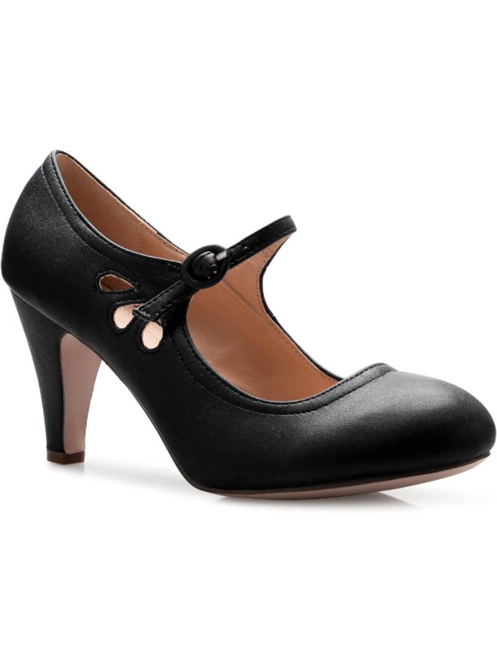 Chic Vintage Mary Jane Kitten Heels - Unique Round Toe, Adjustable Strap Pumps